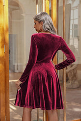 Round Neck Long Sleeve Knee Length Dress OutfitFlow